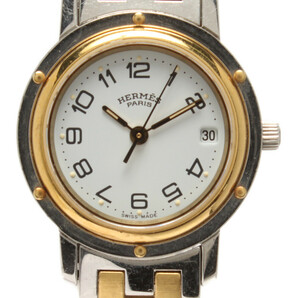 訳あり エルメス 腕時計  CL3.240 クリッパー クオーツ ホワイト レディース HERMESの画像1