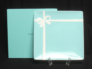 美品 ティファニー スクエアプレート 皿 24cm ブルーボックス Tiffany＆Co.