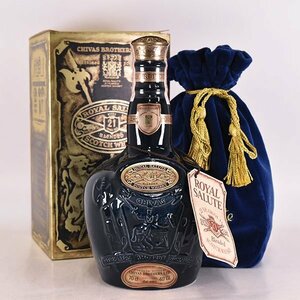 1 иен ~* Royal sa route Salute 21 год синий керамика бутылка * сумка с ящиком * 700ml/1,287g 40% Scotch ROYAL SALUTE D290022