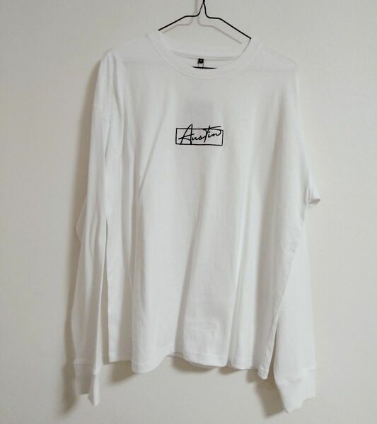 ◆新品タグ付◆綿100％ コットン100％ カットソー Tシャツ 長袖 ホワイト 白 ロンT ロゴ 長袖Tシャツ