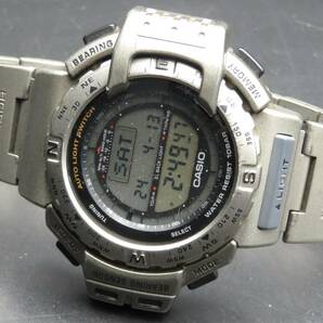 1円～! 稼動品★正規品 CASIO カシオ PRT-420 プロトレック ハンティングワールド ソーラー チタン 純正ブレス メンズ腕時計 TTKLG5568の画像3