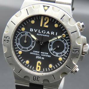 1円 稼動品★正規品 BVLGARI ブルガリ SC38S ディアゴノ スクーバ クロノグラフ 自動巻き 純正ブレス ヴィンテージ メンズ腕時計 TTKLG5446の画像1