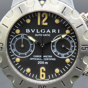 1円 稼動品★正規品 BVLGARI ブルガリ SC38S ディアゴノ スクーバ クロノグラフ 自動巻き 純正ブレス ヴィンテージ メンズ腕時計 TTKLG5446の画像2