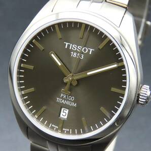 美品 1円～! 稼動品★正規品 TISSOT ティソ T101.410.44.061.00 PR100 チタン クォーツ デイト 純正ブレス メンズ腕時計 TTKLG5591の画像1