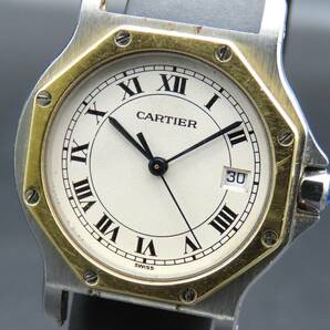 1円～! 稼動品★正規品 Cartier カルティエ 187902 サントスオクタゴン LM アイボリーダイヤル ヴィンテージ レディース腕時計 TTKLG5606の画像1