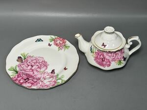 ROYAL ALBERT ロイヤルアルバート ティーポット サイズ約17×12.5×h12cm 食器 ミルクポット シュガーポット 皿 直径約20.5cm 飾り皿