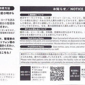 東京サマーランド 春秋限定株主ご招待券 2枚セット★1Dayパス フリーパス 東京都競馬 株主優待券 入園無料券の画像2