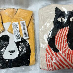 【セール中】2種類セット【新品未使用】ファッションニットトートバッグ　ハンドバッグサイズ　パンダ　猫
