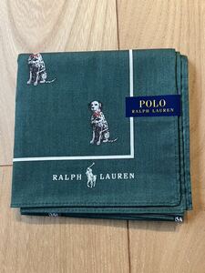 RALPH LAURENラルフローレン　ハンカチ　犬柄グリーン