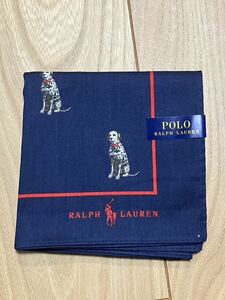 RALPH LAUREN ラルフローレン　ハンカチ　犬柄ネイビー