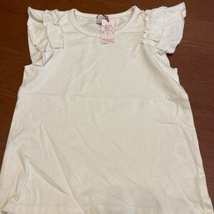 * new goods *pti my n cut and sewn 120 T-shirt frill beige .110 Kids child clothes tank top 