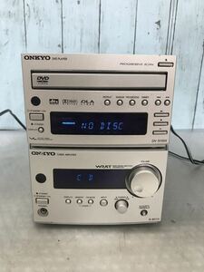 ONKYO DV-S155X、R-801A，システムコンポ 通電OK，その他動作未確認　キズあり　中古現状品　ジャンク品（100s）