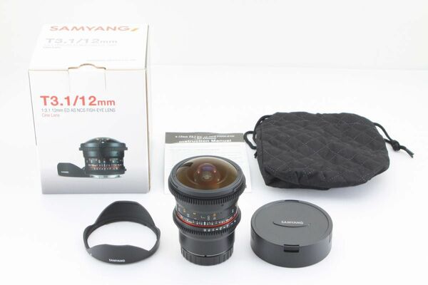 〓美品〓SAMYANG 12mm T3.1 VDSLR ED AS NCS FISH-EYE キヤノンEF用 #5528