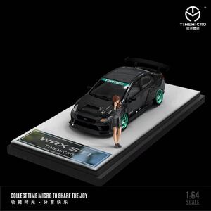 1/64 timemicro subaru スバル WRX STI 黒カーボンボンネット　フィギュア付き