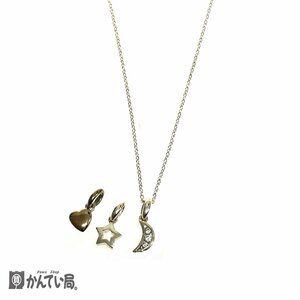 4℃ ヨンドシー シルバー SILVER ネックレス ペンダント トップ3点 月 星 ハート レディース アクセサリー 簡易洗浄・消毒済み