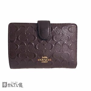 COACH コーチ F25937 コンパクト ウォレット レディース 財布 ブラウン系 エナメル ホック開閉式 ファスナー開閉小銭入れ クリック