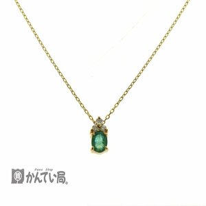 美品 Samantha Tiara サマンサティアラ エメラルド ダイヤモンド ネックレス K10 ペンダント シンプル 上品 可愛い レディース 洗浄 消毒済