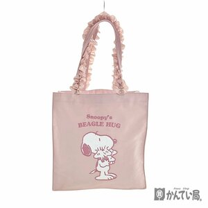 未使用 保管品 Maison de FLEUR ×PEANUTS メゾンドフルール ピーナッツ スクエア トートバッグ スヌーピー ピンク系 A4サイズ収納可能 　