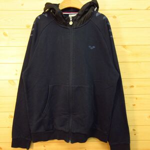 *arena Arena * Zip up Parker f-ti- sweat unusual material swim * men's navy blue L size *KA4677