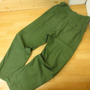 ◎希少 66年製！TROUSERS MEN'S COTTON SATEEN OG-107 TYPE 1◆ベイカーパンツ ミリタリー ヴィンテージ◆メンズ カーキ W32×L33◆KP4695の画像1