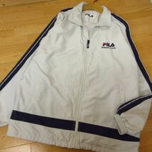 ◎美品！L 上下セット！FILA フィラ◆ウィンドブレーカー ジャケット&パンツ◆メンズ ライトグレーx白◆B3911_画像2