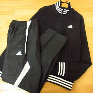 ◎adidas アディダス M 上下セット◆スウェットジャケット&ナイロンパンツ◆メンズ 黒◆B3865