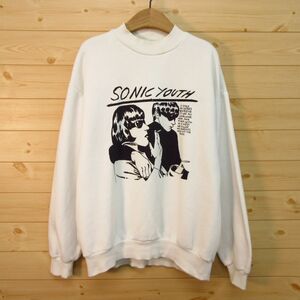 ◎Sonic Youth ソニックユース GOO / Bershka ベルシュカ◆モックネック スウェット トレーナー バンド◆メンズ 白 US S◆KA4659