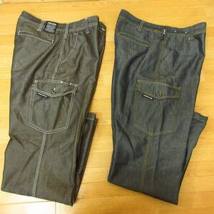 * use fewer!XL 2 pcs set! Work man WM3124* herringbone Work cargo pants working clothes * men's tea x navy blue set sale *C1373