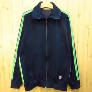 ◎美品 70s 80s！MIZUNO ATHLETE ミズノ 美津濃 昭和 レトロ◆ジャージ トラックジャケット ヴィンテージ◆メンズ 紺 XLサイズ◆A4802