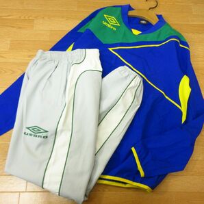 ◎使用少なめ！M 上下セット！UMBRO アンブロ◆ジャージ ウィンドブレーカー ジャケット&パンツ ユニフォーム◆メンズ 青xグレー◆B3981の画像1