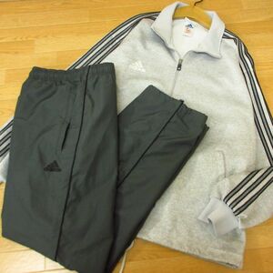 ◎adidas アディダス L 上下セット◆ジャージジャケット&ナイロンパンツ◆メンズ グレー◆B3952