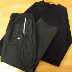 ◎使用少なめ！L 上下セット！NIKE ナイキ◆ジャージ トレーナー&ナイロンパンツ◆メンズ 黒◆B3947