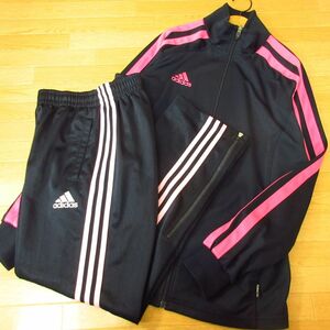 ◎使用少なめ！M 上下セット！adidas アディダス◆ジャージ ジャケット&パンツ◆メンズ 紺xピンク◆B4047