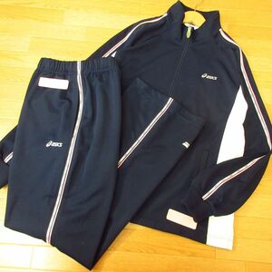 ◎asics アシックス M 上下セット NVLU アーチェリー◆セットアップ ジャージ ジャケット&パンツ ユニフォーム◆レディース 紺◆B4002