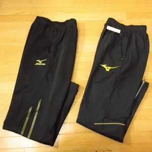 * beautiful goods!S 2 pcs set!MIZUNO Mizuno * jersey & nylon pants sport training wear * men's black x gold set sale *C1398