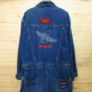 *SNAP ON Snap-on * Denim coveralls coverall all-in-one uniform mechanism nik Work working clothes * men's navy blue XL LL size *P5061