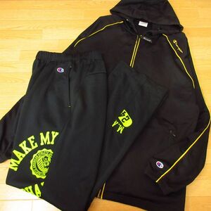 ◎使用少なめ！XL 上下セット！Champion チャンピオン◆ジャージ ジャケット&パンツ◆メンズ 黒◆B4110