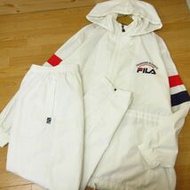 ◎使用少なめ 90s！M 上下セット！FILA フィラ◆ウィドブレーカー ジャケット&パンツ ヴィンテージ◆メンズ 白◆B4081_画像1