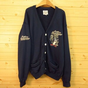 *Shonanbo show naan bo-shou naan bow * sweat cardigan front button . Logo marine * men's navy L size *A4899