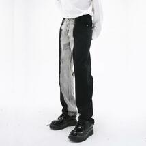 【新品未使用】 ストレート デニム パンツ　韓国　ブリーチ　バイカラー　ブラック_画像8