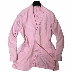 最高級 ポロラルフローレン 清涼 コットンテーラードジャケット/サマージャケット ピンク M 極美品 予備釦有 D149