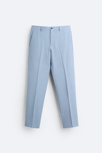 【新作】ZARA ザラ テクスチャースーツ パンツ 1564/421 SKY BLUE サイズ38 スラックス ブルー