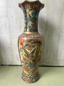 花瓶 花器 金彩 色絵 時代物 陶器　中古品