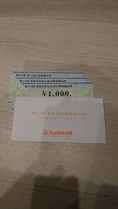 ビックカメラ 株主優待券 3枚 3000円分