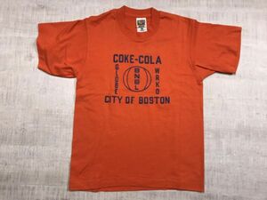 USA製 90s FRUIT OF THE LOOM フルーツオブザルーム BNBL コカコーラ CITY OF BOSTON 半袖Tシャツ キッズサイズ 綿混 14-16 オレンジ