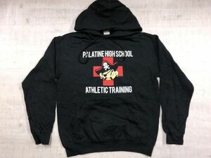 JERZEES ジャージーズ 00s 古着 PHS PALATINE HIGH SCHOOL イリノイ州 カレッジ スーベニア スウェットパーカー プルオーバー メンズ M 黒