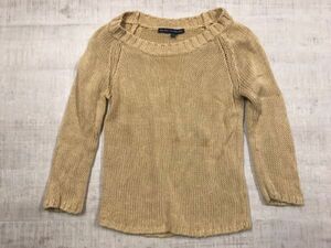 ラルフローレン スポーツ Ralph Lauren SPORT ボートネック ローゲージ コットンニット セーター トップス レディース 綿100% M ベージュ