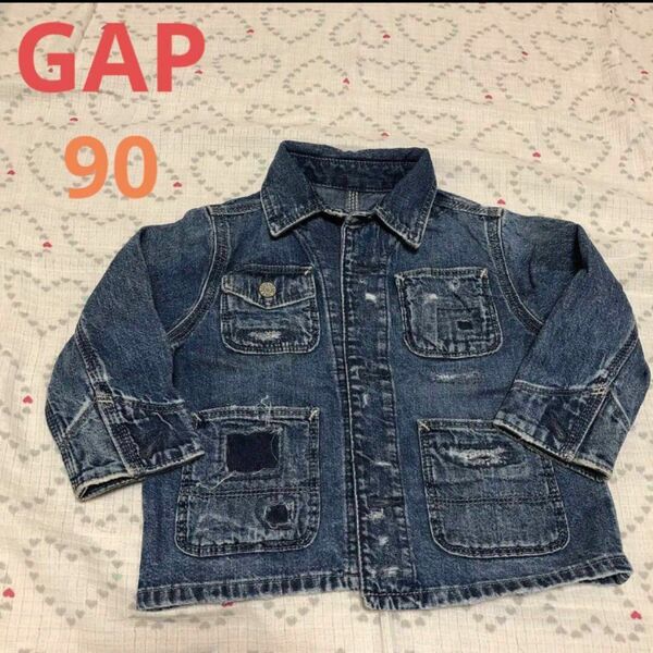 【美品】GAP ［90］デニムジャケット　ダメージ