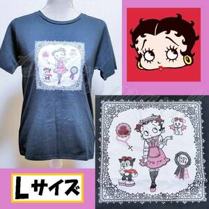 【Lサイズ】ベティ・ブープ ベティちゃん 半袖丸首Tシャツ　ゴスロリ 【黒】