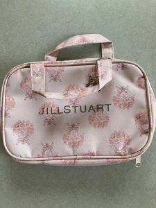 JILL STUART チャーム付き　花柄ピンクのWファスナーのコスメなどのマルチバッグ